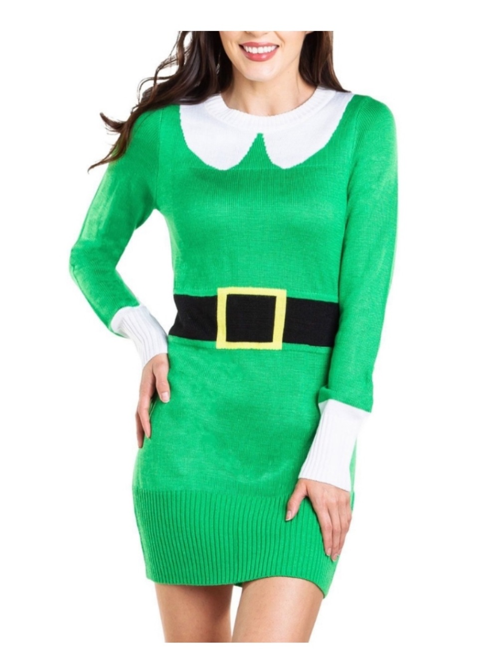 Tipsy Elves Green ELF Sweater Dress Small